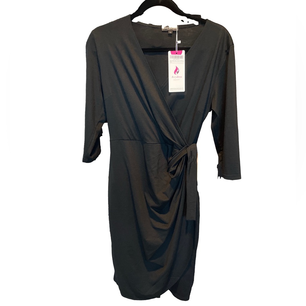 Berydress NWT Elegant Black Wrap Dress Woman’s large - Picture 2 of 5